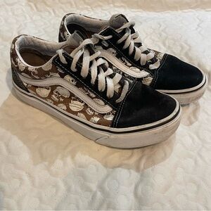 Vans Old Skool Glow In The Dark Skulls Black White Lace Up Size Women 5 Men 3.5